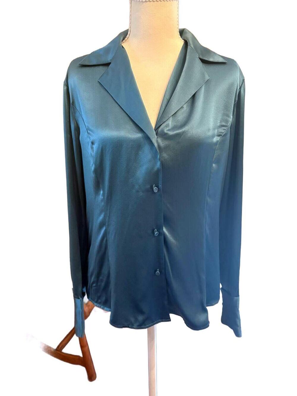 Teal Silk blouse size 8